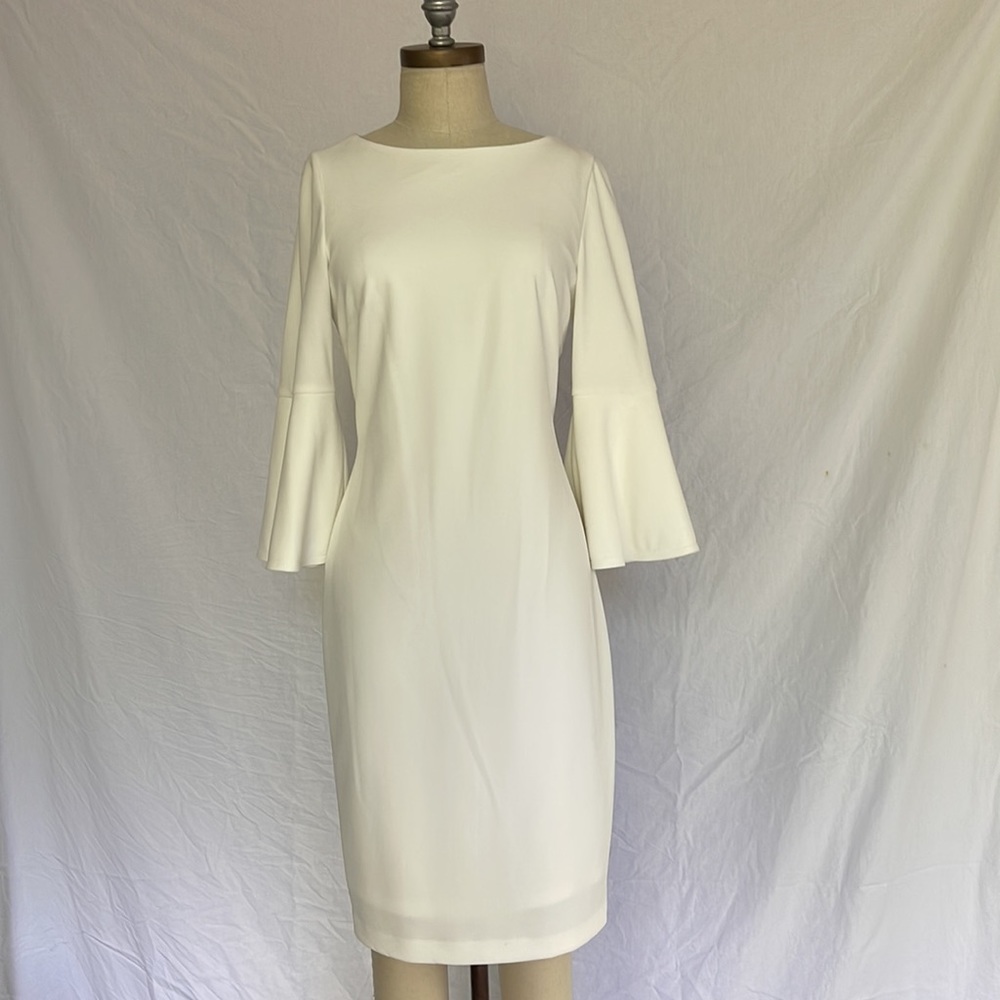 Calvin Klein cream dress with flare sleeves size 8